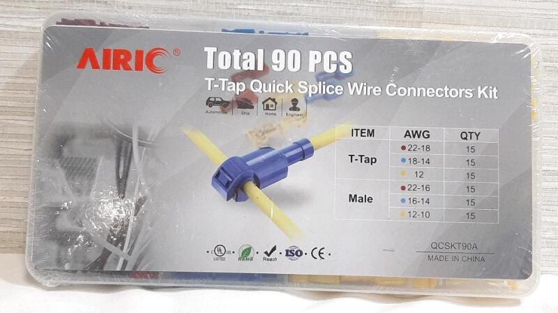 New Airic 90pc T-Tap Quick Splice Wire Connectors Kit