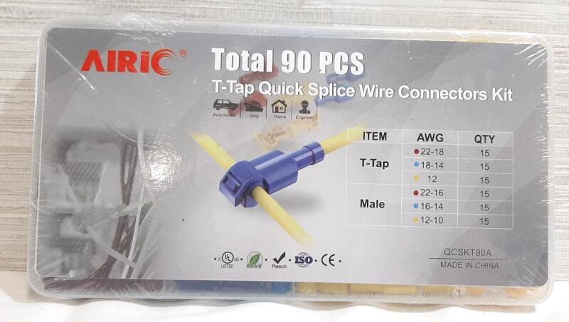 New Airic 90pc T-Tap Quick Splice Wire Connectors Kit