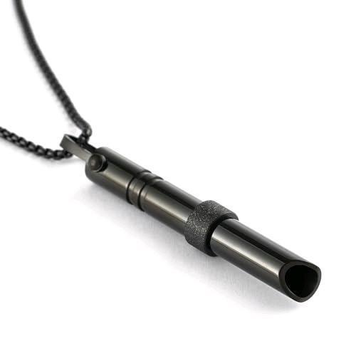 New Breathing Necklace for Anxiety Relief + Helps One Quit Smoking, With Textured Spinning Ring For Fidgeting, Pendant Tube 2.4" on 24" Chain