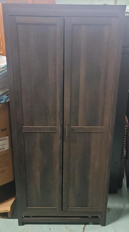 Modern Dark Wood 2-Door 3-Shelf Cabinet . Measures 31.5"&times;72"&times;15 &frac14;"
