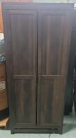 Modern Dark Wood 2-Door 3-Shelf Cabinet . Measures 31.5"&times;72"&times;15 &frac14;"