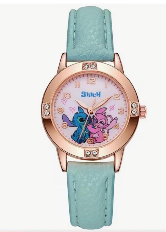 Disney Quartz Watch with Blue Strap -solid case Rhinestones on 4 Corners of Bezel Stock photos added untested