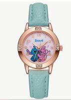 Disney Quartz Watch with Blue Strap -solid case Rhinestones on 4 Corners of Bezel Stock photos added untested