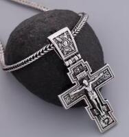 Stainless Steel Crucifix Pendant Necklace - Heavy-Duty Interlocking Fox Tail Link Chain -Cross approximately 2.25 x 1.22&rsquo;&rsquo; Chain with S Clasp 23.5&rsquo;&rsquo; Stock photos added