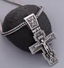 Stainless Steel Crucifix Pendant Necklace - Heavy-Duty Interlocking Fox Tail Link Chain -Cross approximately 2.25 x 1.22&rsquo;&rsquo; Chain with S Clasp 23.5&rsquo;&rsquo; Stock photos added