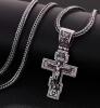 Stainless Steel Crucifix Pendant Necklace - Heavy-Duty Interlocking Fox Tail Link Chain -Cross approximately 2.25 x 1.22&rsquo;&rsquo; Chain with S Clasp 23.5&rsquo;&rsquo; Stock photos added - 2