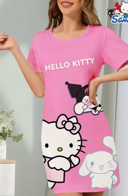 New Size XL Sanrio Hello Kitty Women's Casual Comfortable Nightdress | Loose Fit Short Sleeve Loungewear <br/>Machine Washable 95% Polyester 5% Elastane Stock photos added