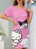 New Size XL Sanrio Hello Kitty Women's Casual Comfortable Nightdress | Loose Fit Short Sleeve Loungewear <br/>Machine Washable 95% Polyester 5% Elastane Stock photos added - 3