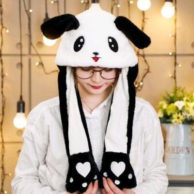New Size Funny Plush Panda Hat with Moving Ears, One Size Fits Most Kids-Teens