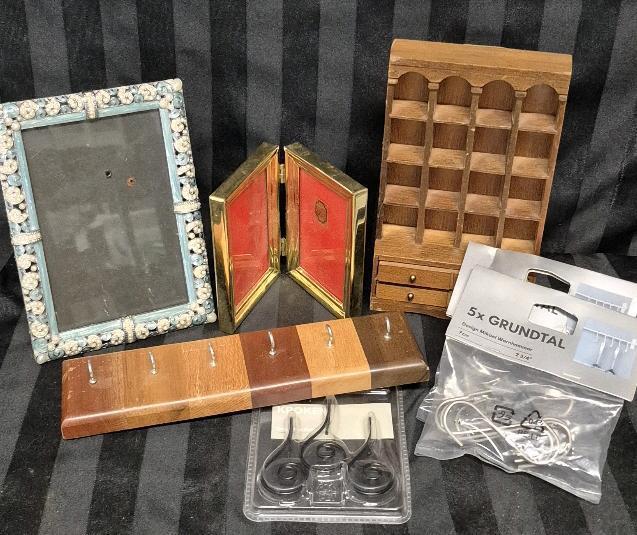 Home Decor Lot - Picture Frames, Hooks +