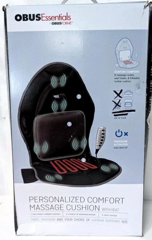 OBUSFORME Personalized Comfort Massage Cushion With Heat, For Use in Car/Truck, Does Not Include DC Adapter, Retails $129 New/Complete, [48 Hour R&T Warranty, See Description]
