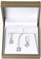 Gorgeous CZ Rhinestone Earrings & Pendant Stamped CZ 925, Sterling Silver, Pendant on 18" Long Chain Stamped 925 Italy