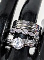 6 Size 9.5 - 10 Rings, 4 Stamped 925, Sterling, Sone Signed NV