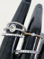 5 Size 6.5-9.5 Rings, Size 9.5 Stamped CZ 925, Sterling Silver