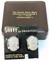 Gorgeous Vintage SWAROVSKI Savvy Collection Pav&eacute; Crystal Earrings For Pierced Ears Witu Original Backing Card