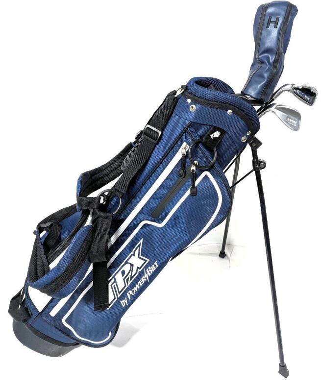 [Moderate Wear to Clubs, Incomplete] PowerBilt TPX Junior Golf Club Bag, 7 Iron, Putter + Club, 1 Headcover, Retails $189.99 When New/Complete