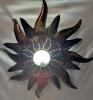 Vintage Wall-Hanging Celestial Sun Lamp With Glass Center Face, 27.25" Long, Tested For Power, Bulb Not Included - 2