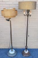 Two (2) Vintage Floor Lamps w/Milk Glass Shade & Cast Iron Base . Untested , Needs Large Bulbs