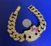 Hello Kitty Cuban Link Bracelet Sanrio Kawaii Rhinestones Snap Over Clasp approximately 7 inch total Stock photos added 6.5&rsquo;&rsquo; wearable - 5