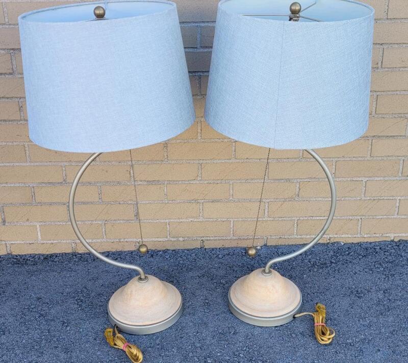 Two (2) Modern Matching Table Lamps . Measures 32" tall each . Tested Working