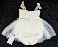 New Size 6-12 Months CUTEY N COOLTY Twinkle Tulle Romper (Off-White) 100% Cotton, H10387, Retails $48.99!