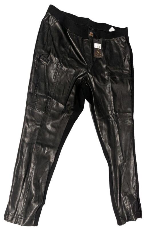 New Size 20 Women's L&L LOVE & LEGEND Elastic Waist Pleather-Front Stretch Pants (Heavily Perfumed) | Retails $60