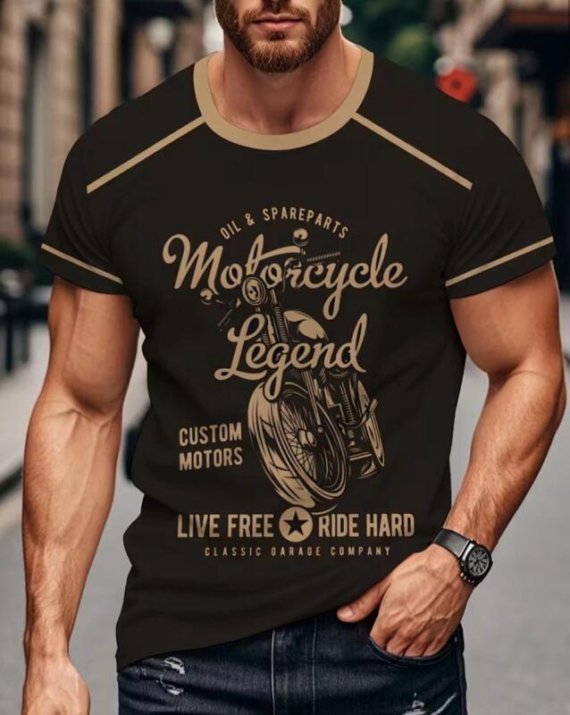 New Men's Size XL Motorcycle Legend Graphic T-Shirt - 3D Print Design with "Oil & Spare Parts" & "Live Free Ride Hard" Slogan, Black Casual Tee for Motorcycle Enthusiasts, Motorcycle Riding Gear, Classic Garage Company Logo, Durable Fabric Machine Washabl