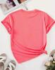 New Women's Size Large Cat Funny "It's Fine I'm Fine Everything is Fine" Graphic T-Shirt - Short Sleeve Round Neck Top with Playful Cat & Coffee Design Machine Wash 100% Polyester Stock photos added Rose Red - 2