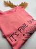 New Women's Size Large Cat Funny "It's Fine I'm Fine Everything is Fine" Graphic T-Shirt - Short Sleeve Round Neck Top with Playful Cat & Coffee Design Machine Wash 100% Polyester Stock photos added Rose Red - 6