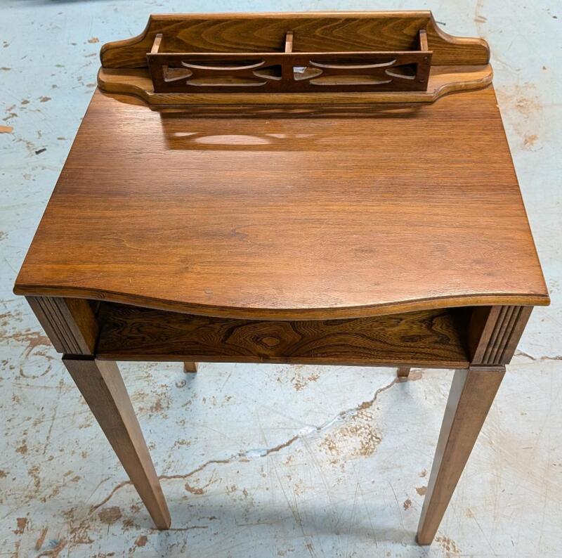 Vintage Wooden Writing Desk. 33" tall, 16.25" deep, 22" wide.