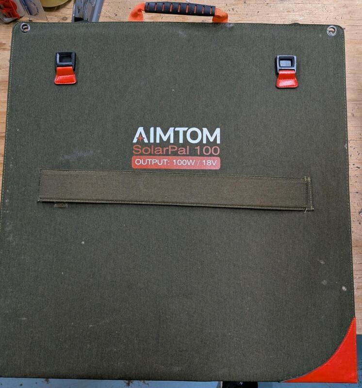 Aimtom SolarPal 100. 100w Briefcase Solar Panel. 44" by 22" when open.