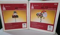 Two (2) Holiday Time 48" Metal Light-Up Christmas Signs . Snowman & Santa . Both Tested Working