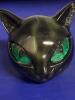 Luxury Hand-Carved Marble Texture Resin Black Cat Statue - Sculpture with Glowing Green Eyes, Elegant Marbled Style<br/>Approximately 3.5&rsquo;&rsquo; - 3