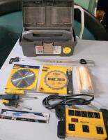 Tools & Tool Case Lot . Screwdrivers , Saw Blades , Level , Power Bar & Tool Box