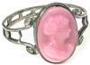 Vintage Stamped Sterling Size 8 Pink Glass Cameo Ring, Stamped 925 Drop Earrings, Signed Presumed Citrine Pin, Signed "18" Pendant, Vintage Glass Lantern Adventure Slide, With Lined Lacquered Wood Box: - 3