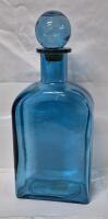 Large Blue Glass Bottle 18" Tall and 7.5" Wide