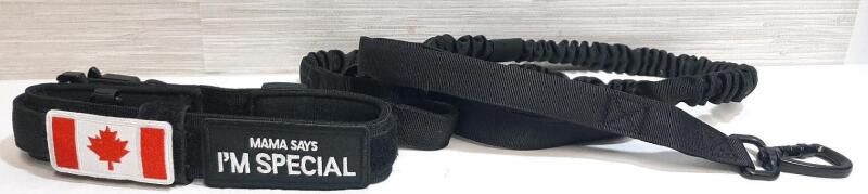 New Tactical Dog Collar w/ Embroidered Canadian Flag & Leash