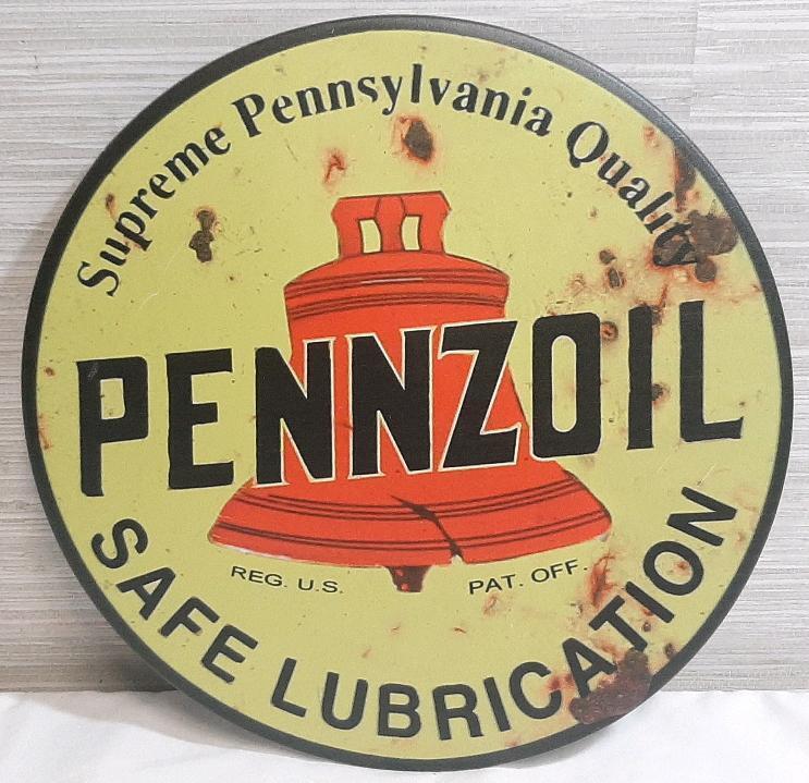 New Pennzoil Circular Metal Sign