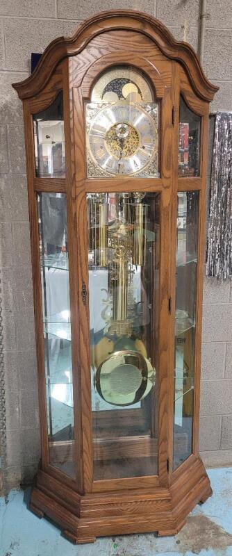 Hentschel Westminster Chime Grandfather Clock w/Hermle Movement & Keys . Working . Four (4) Different Chimes (including silent) .