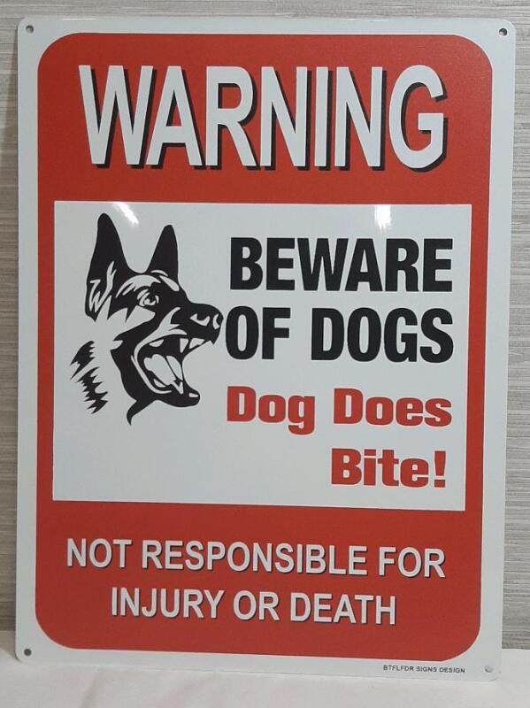 New Beware of Dog Largr Metal Sign