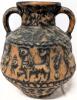 Fantastic Vintage Signed JASBA Germany Pottery Amphora Jug Vase With Stylized Animals Surrounding, #1 650 25, 9.75" Tall, No Cracks, Small Shallow Chips Throughout