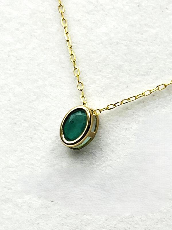 14KT Yellow Gold Natural Emerald Pendant with Gold Plated Sterling Silver Chain, Retail $350.00. Emerald is the birthstone for May.