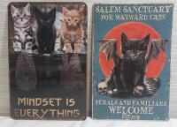 2 New Cat Themed Metal Signs
