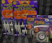 4 New Glow-in-the-Dark Pumpkin Buck Teeth & Xtreme Strobe Lights
