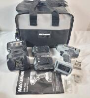 MAXIMUM 20V Max Lithium-Ion Cordless Impact Driver w/Two (2) Batteries , Charger & Case . Tested Working . Retail New $120 (but with only one (1) battery)