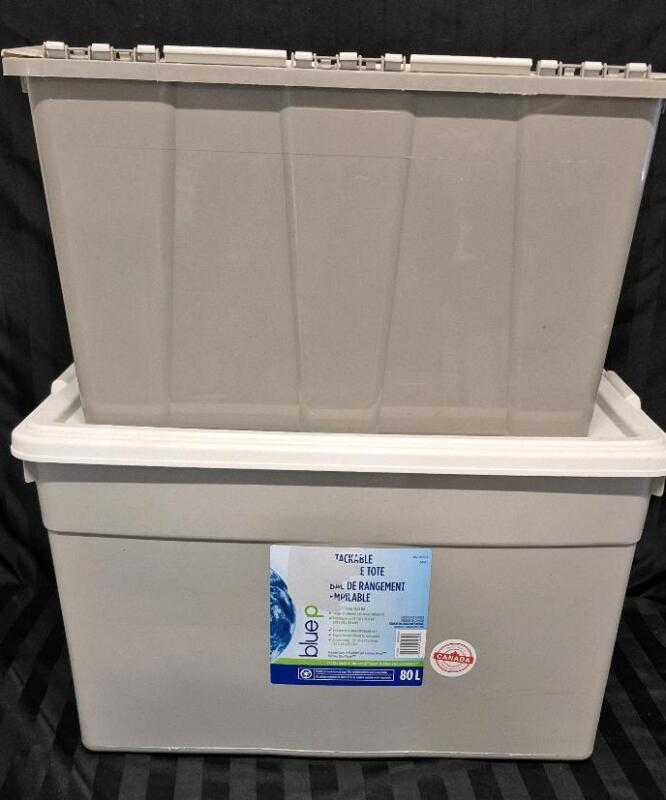2 Storage Totes - Larger Tote Has Wheels on the Bottom