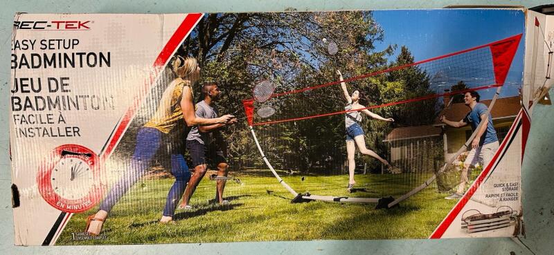 Rec-Tek Easy Setup Badminton Set, Includes 4 Rackets and 2 Birdies - Retails New for $59.99