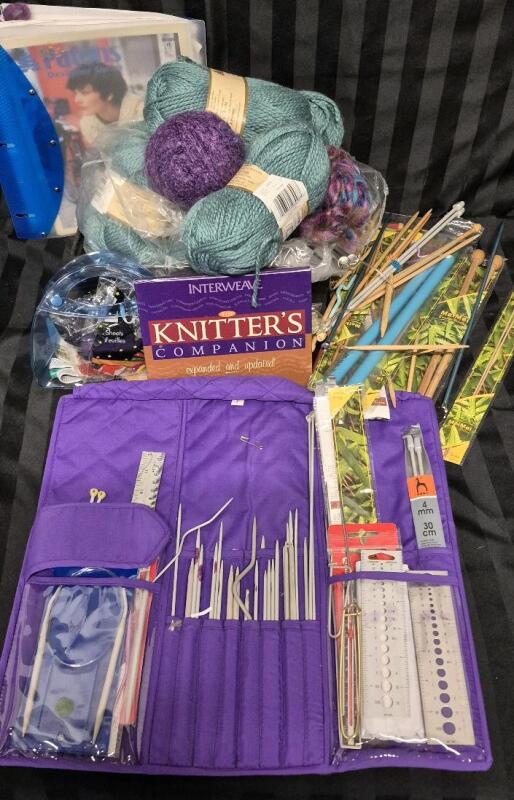 Huge New & Used Knitter's Lot - Wool, Needles, Patterns ++++