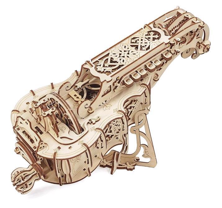 New Sealed Ugears Wooden Hurdy-Gurdy Musical Instrument DIY Puzzle Kit Play Real Folk, Modern Music | Functional Model w/Hand Crank and 6 Keys | Beginner Friendly 3D Puzzle for Adults 14+ Retails for $105