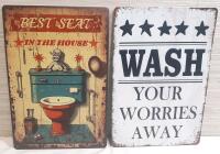 2 New Metal Signs | Bathroom